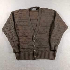 Vintage Christopher Hayes Cardigan Mens Large Brown Aztec Knit Grandpa Scholar